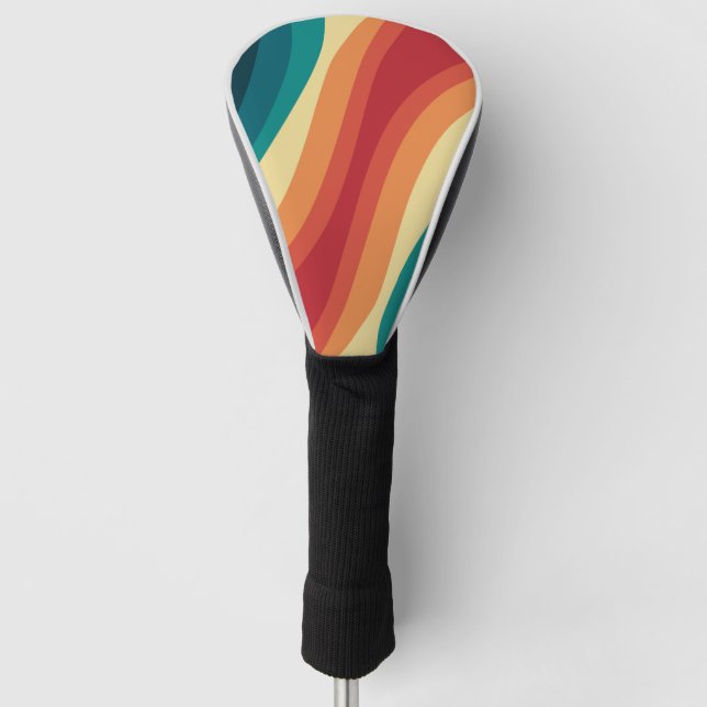 Couvre-club De Golf Conception d'ondes de style rétro multicolore (Devant)