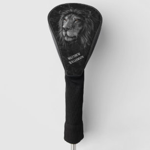 Couvre-club De Golf Cool Lion noir marbre Arrière - plan Monogramme
