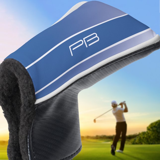 Couvre-club De Golf Cool Moderne Initiales de Golfeur Dégradé Bleu Roy (Trendy Modern Golfer Initials Gradient Royal Blue Golf Head Cover)