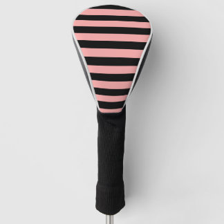 Couvre-club De Golf Coral Pink and Black Striped Golf Head Club Cover