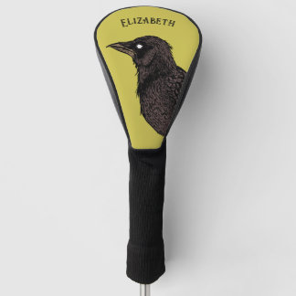 Couvre-club De Golf Corbeau Déplaisant Corbeau Lumineux d'encre gothiq