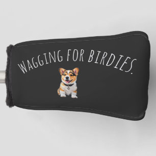 Couvre-club De Golf Corgi 'Remuant pour des Oiseaux' Noir Mat Épuré
