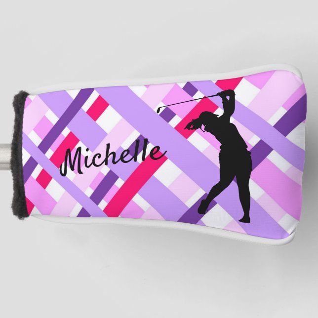 Couvre-club De Golf Couvercle à mât écossais classique violet (Devant)