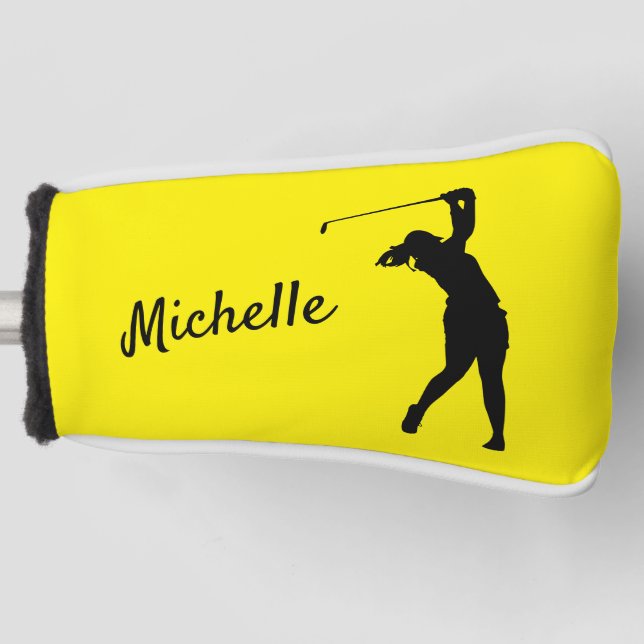 Couvre-club De Golf Couvercle de golf "golfer Michelle" jaune (Devant)