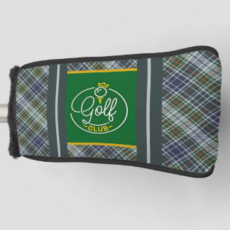Couvre-club De Golf Couvercle De La Tête De Golf Plaid Bleu Et Gris