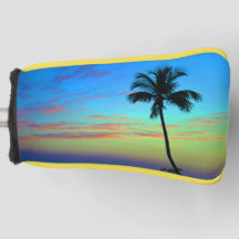 Couvercle de palmier couché de soleil