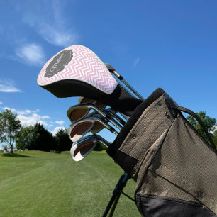 Couvre-club De Golf Couvercle de tête de golf personnalisé Pink Chevro