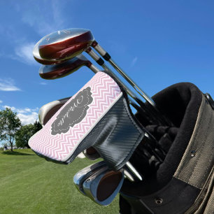 Couvre-club De Golf Couvercle de tête de golf personnalisé Pink Chevro