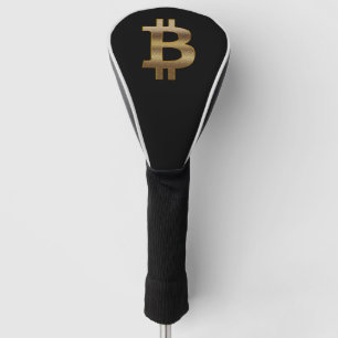 Couvre-club De Golf Couvercle de tête du conducteur de bitcoin noir