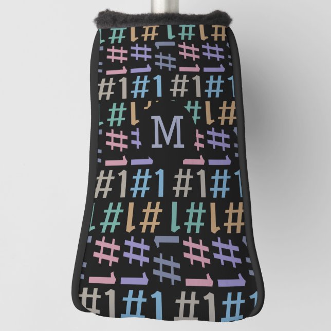 Couvre-club De Golf Couvercle monogramme personnalisé Motif de "# 1" (Tourné à 90°)