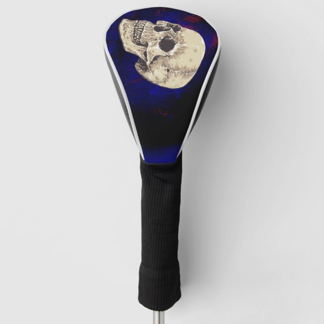 Couvre-club De Golf Crâne de Grunge Goth Arrière - plan bleu noir (Devant)