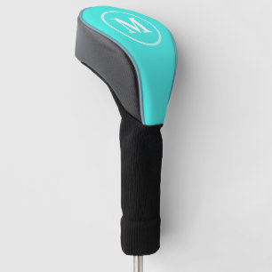 Couvre-club De Golf Créer un monogramme blanc Turquoise personnalisé