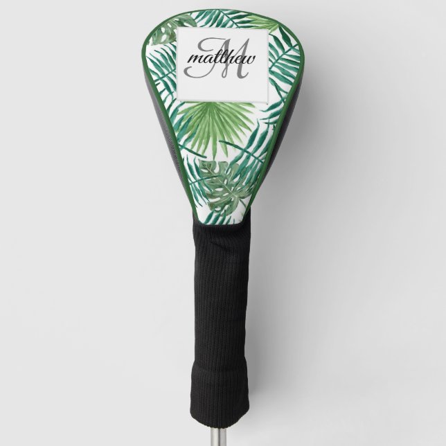 Couvre-club De Golf Créez votre propre palme tropicale Monogramme init (Devant)