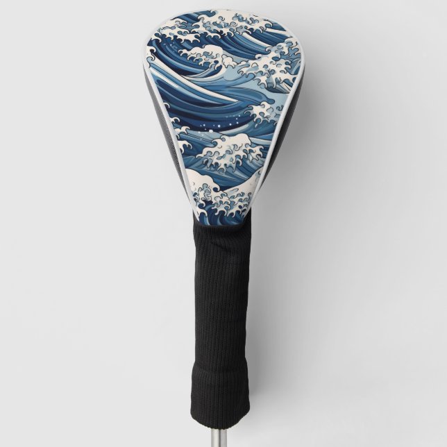 Couvre-club De Golf Crêtes éphémères : Les vagues d'Hokusai réimaginée (Devant)