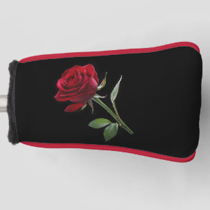 Couvre-club De Golf Crimson sur l'ébène : La rose rouge unique,