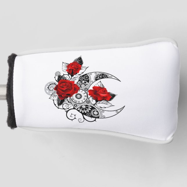 Couvre-club De Golf Croissant mécanique avec roses rouges (Devant)