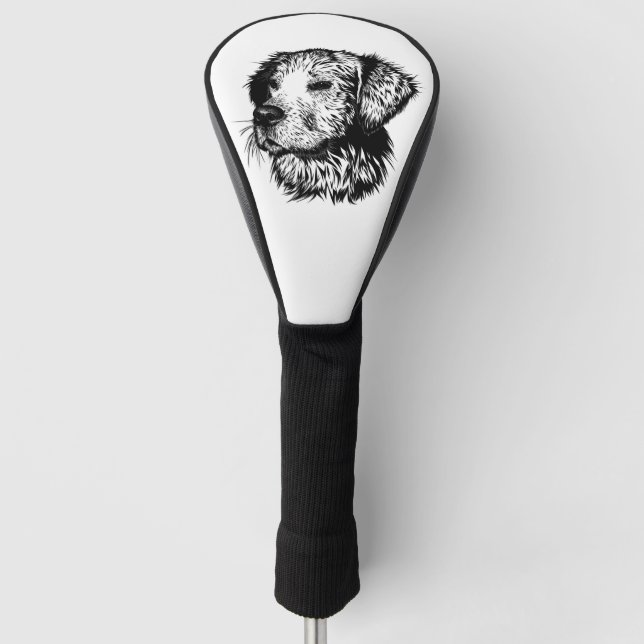Couvre-club De Golf Croquis en tête de canine (Devant)