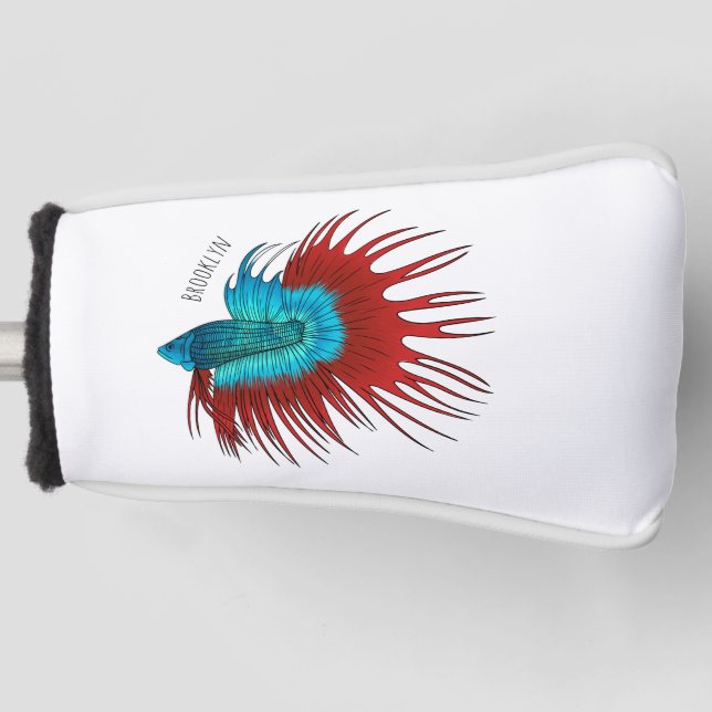 Couvre-club De Golf Crowntail betta fish dessin animé (Devant)