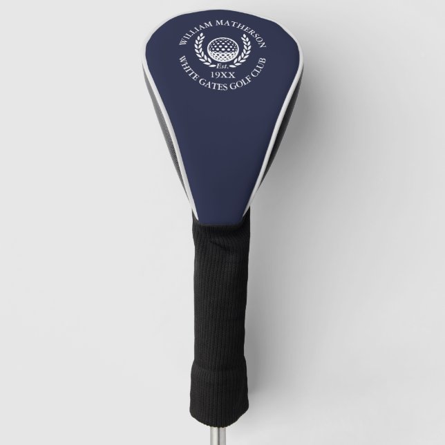 Couvre-club De Golf Custom Golf Club Name Personalized Navy Blue (Devant)