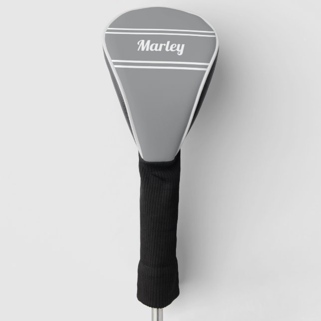 Couvre-club De Golf Custom Golfer Sports Moderne Monogramme Club Grey (Devant)