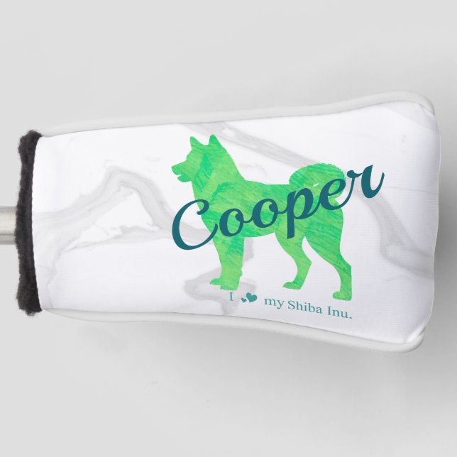 Couvre-club De Golf Custom Pastel Shiba Inu Silhouette Golf Cover (Devant)