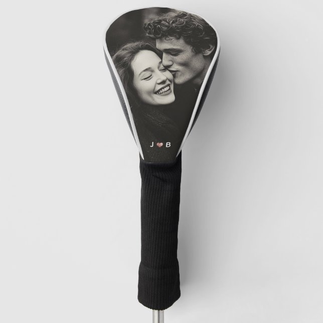 Couvre-club De Golf Custom Photo Initial Heart Monogram Couples (Devant)