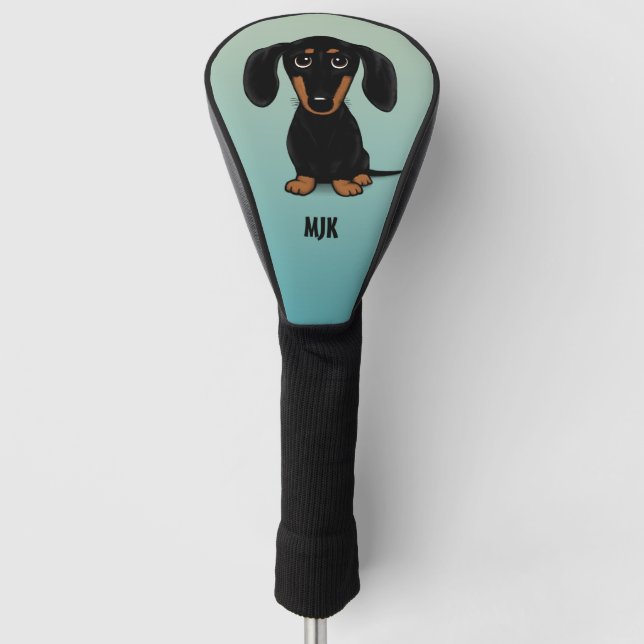 Couvre-club De Golf Cute Black et Tan Dachshund Wiener Chien personnal (Devant)