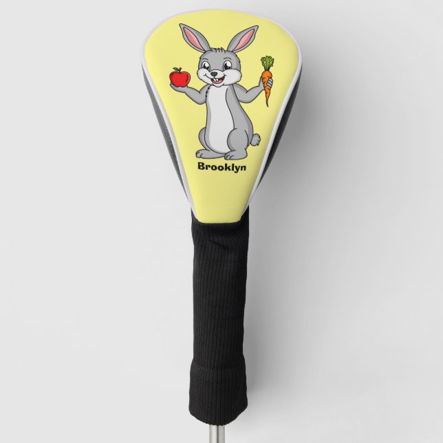 Couvre-club De Golf Cute bunny rabbit with vegetables (Devant)