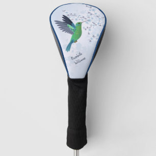 Couvre-club De Golf Cute Green Hummingbird Cherry Blossom Ajouter Nom