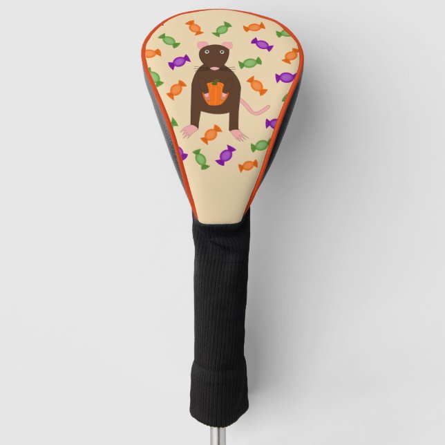 Couvre-club De Golf Cute Halloween Rat et Citrouille (Devant)