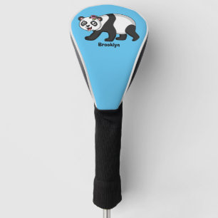 Couvre-club De Golf Cute happy panda bear with flower cartoon