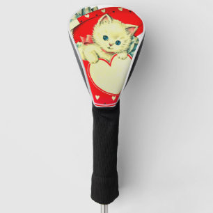 Couvre-club De Golf Cute Kitten Coeur Vintage Chat Retro Kitty