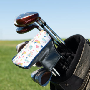 Couvre-club De Golf Cute Rainbow Hearts & Clouds Motif