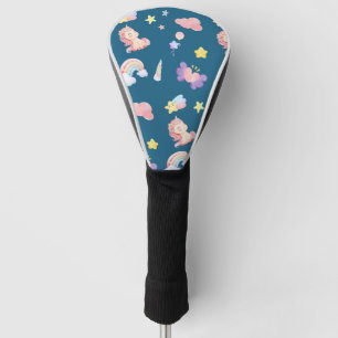 Couvre-club De Golf Cute Unicorn Rainbow motif de ballon coeur étoile