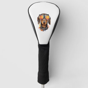 Couvre-club De Golf Dachshund avec lunettes de soleil