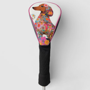 Couvre-club De Golf Dachshund Chien et Fleurs 004 - Bijou sur mesure