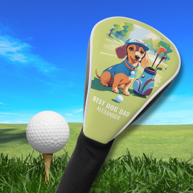 Couvre-club De Golf Dachshund Saucisse Chien Golfeur Monogramme Nom (Add name to personalize, other text is also editable )