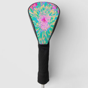 Couvre-club De Golf Décor Turquoise vert et rose chaud Dahlia Flower
