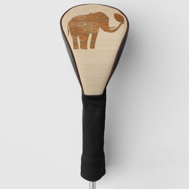 Couvre-club De Golf Design d'art tribal des éléphants (Devant)