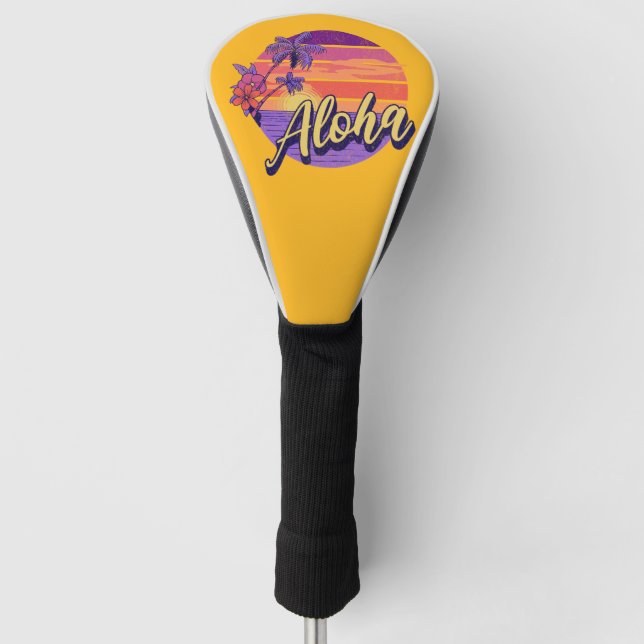Couvre-club De Golf Design de texte de style rétro "Aloha" (Devant)