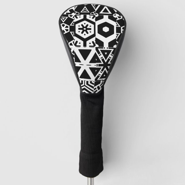 Couvre-club De Golf Design tribal noir et blanc (Devant)