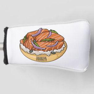 Couvre-club De Golf dessin animé de bagel saumon