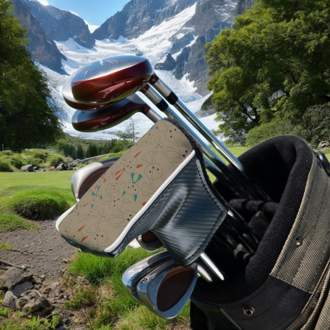 Couvre-club De Golf Dessin en mode foncé Fox (golf putter cover)