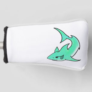 Couvre-club De Golf dessin souriant requin menthe bleu vert océan anim