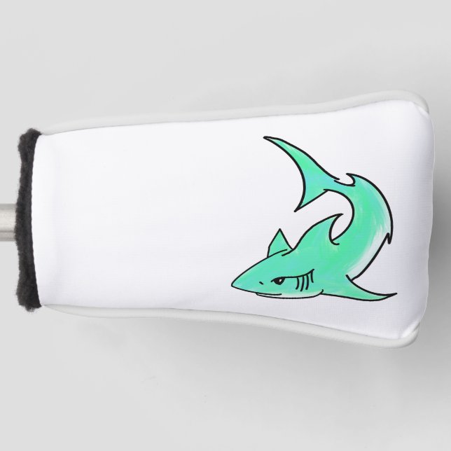 Couvre-club De Golf dessin souriant requin menthe bleu vert océan anim (Devant)