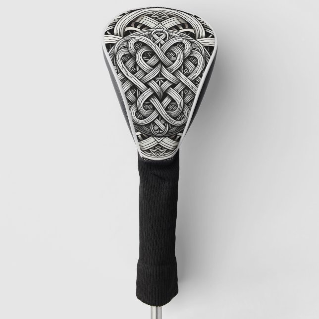 Couvre-club De Golf Détaillierte Schwarz-Weißer keltischer Knoten 0001 (Devant)