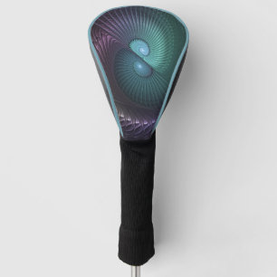 Couvre-club De Golf Deux spirales colorées Art Abstrait Fractal modern