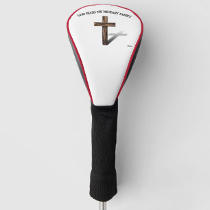 Couvre-club De Golf DIEU BÉNISSE MA FAMILLE MILITAIRE avec une croix r