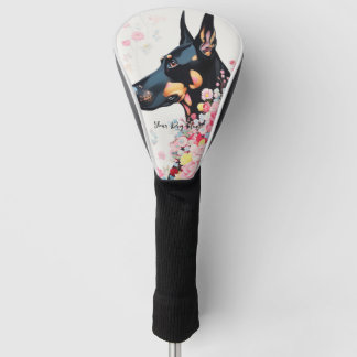 Couvre-club De Golf Doberman Chien et Fleurs 004 - Bijou sur mesure