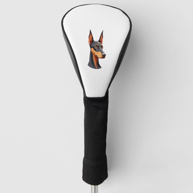 Couvre-club De Golf Doberman de l'oreille naturelle (Devant)